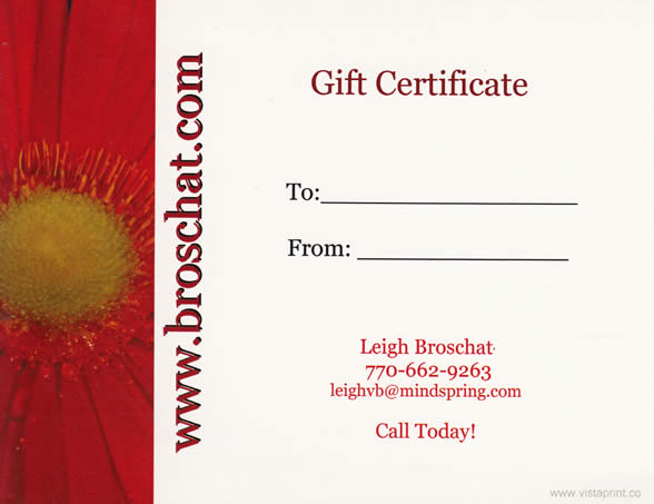 Massage Gift Certificate Back